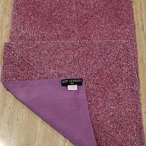 Kim Seybert Glass Bead Pink Purple Placemats Shiny Sparkle Set of 2 14" Square